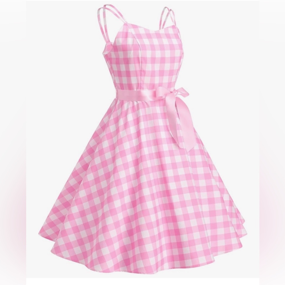 Vintage Plaid Pink Gingham Women’s Dress